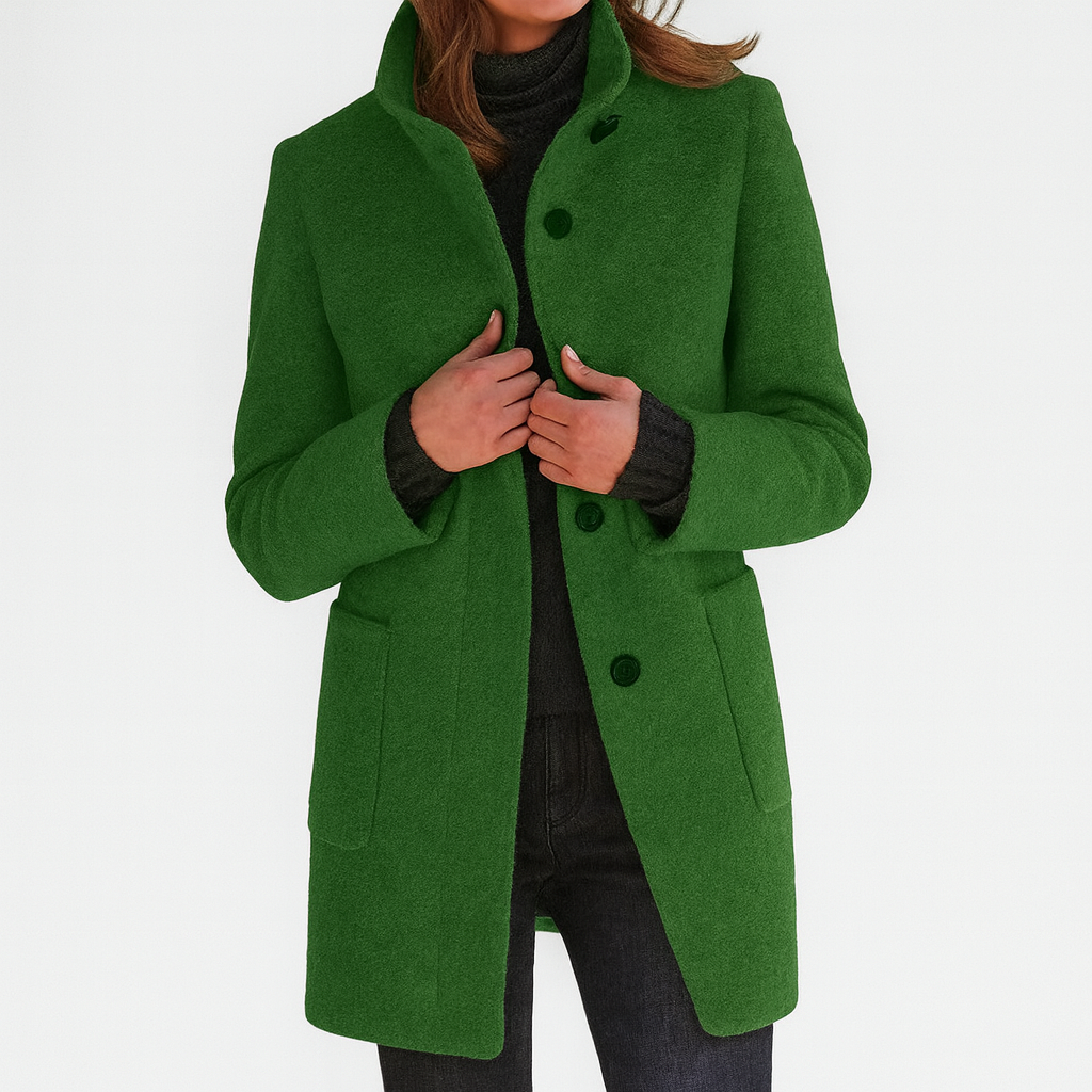 Wool Coat Stand Collar Belted — view 4