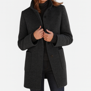 Wool Coat Stand Collar Belted — view 2