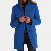 Wool Coat Stand Collar Belted
