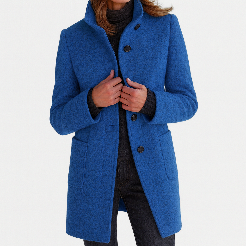 Wool Coat Stand Collar Belted