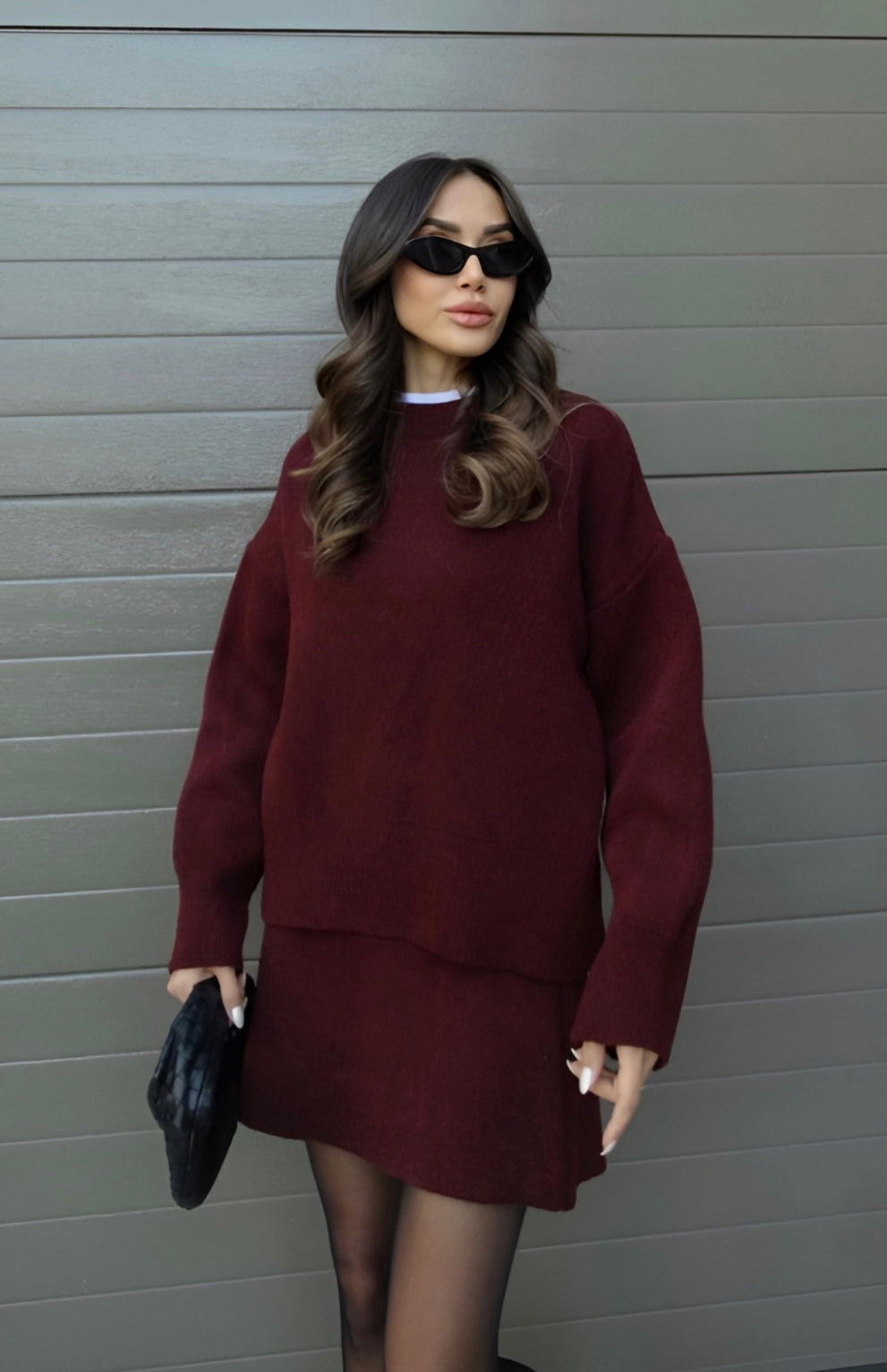 Knit Two-Piece Set Sweater Mini Skirt — view 2