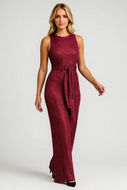 Sequin Jumpsuit Glitter Sleeveless Belted — view 3