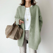 Oversized Cardigan Brushed Knit Round Neck — view 8