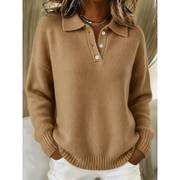 Polo Neck Knit Sweater Wool-Blend Button — view 4