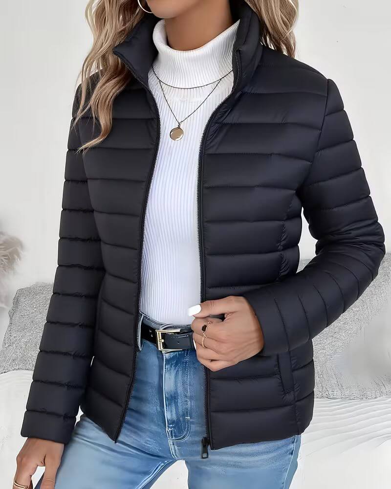 Puffer Jacket Lightweight Stand Collar Zip — view 2
