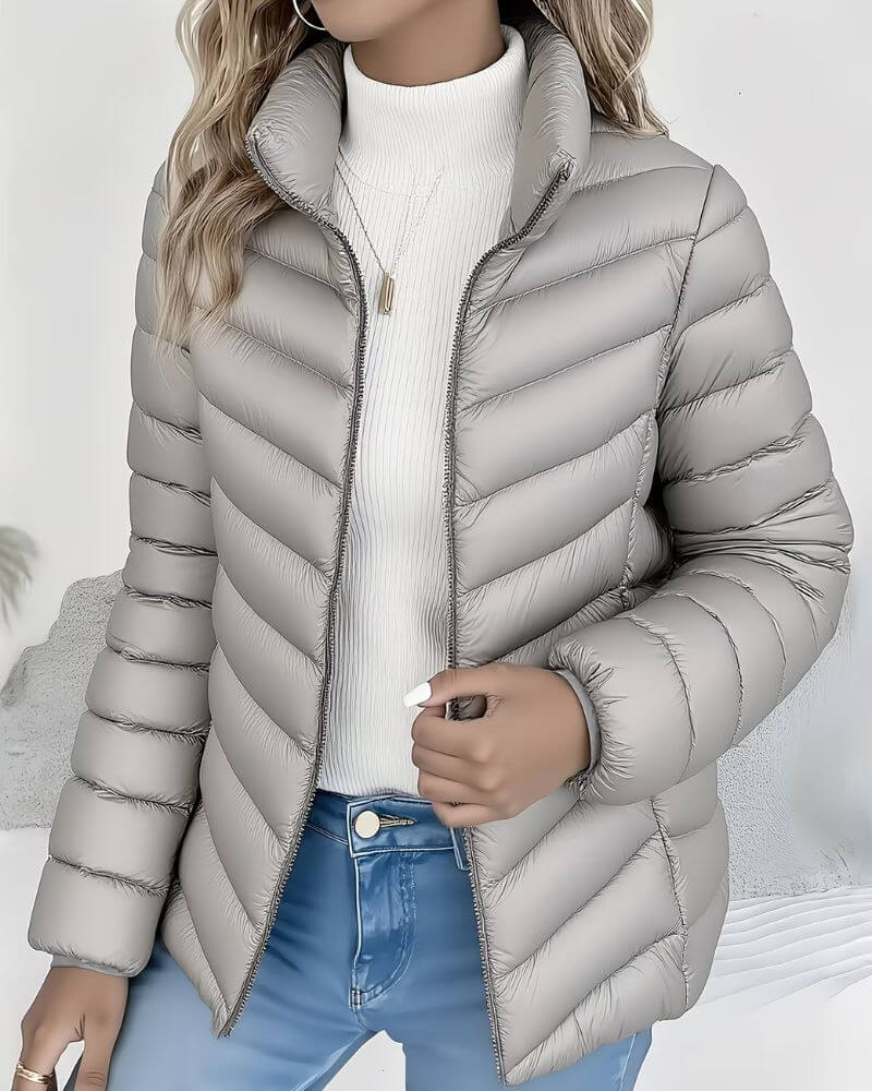 Puffer Jacket Lightweight Stand Collar Zip — view 6