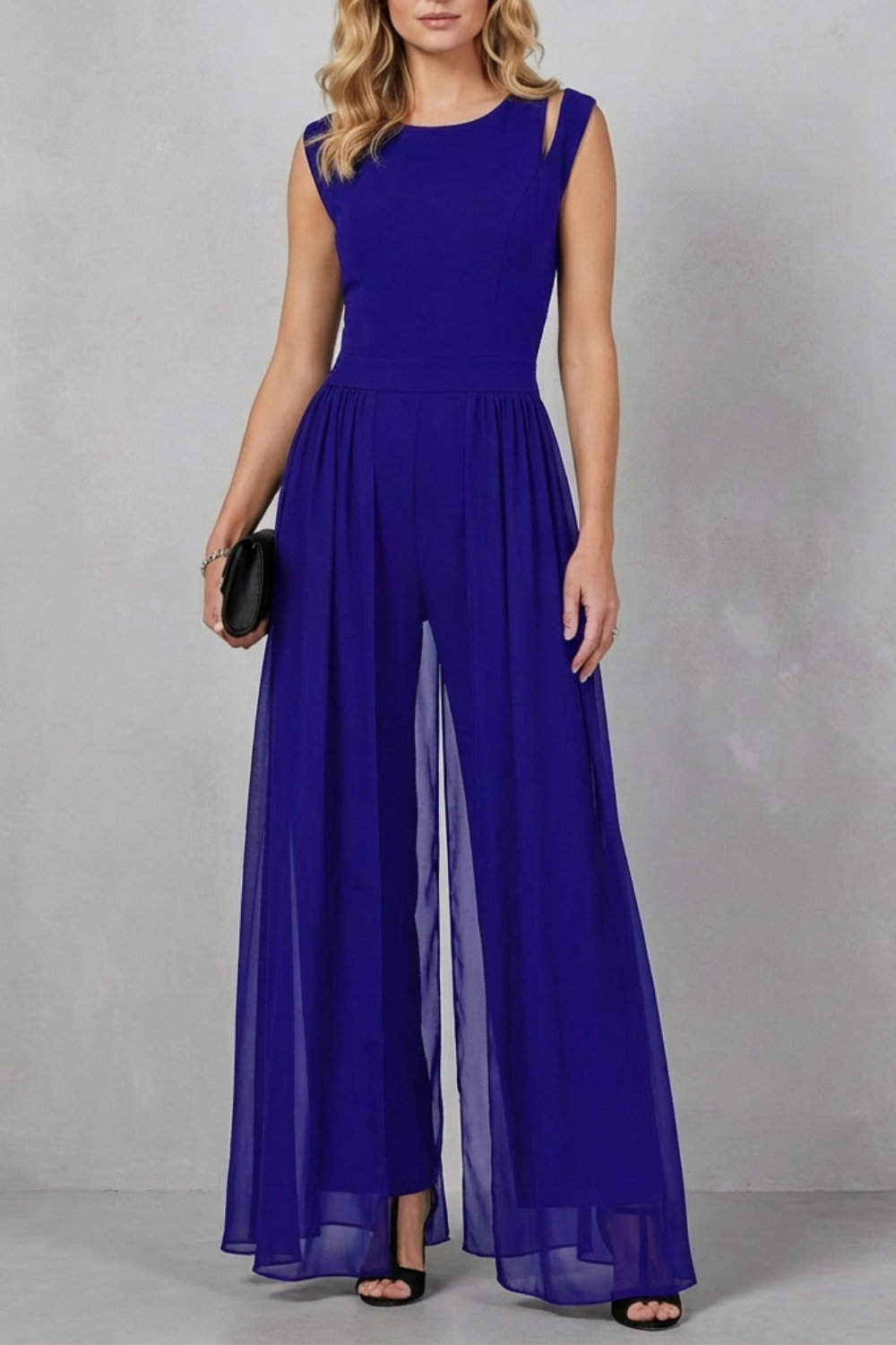 Sleeveless Jumpsuit Chiffon Wide-Leg Cutout — view 5