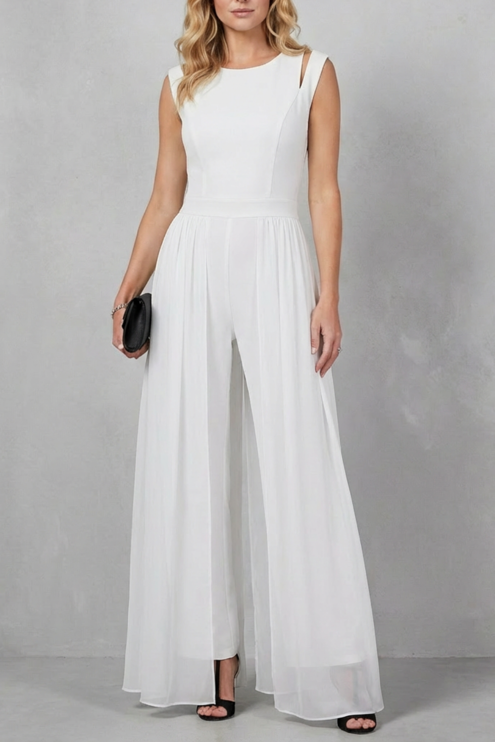 Sleeveless Jumpsuit Chiffon Wide-Leg Cutout — view 7
