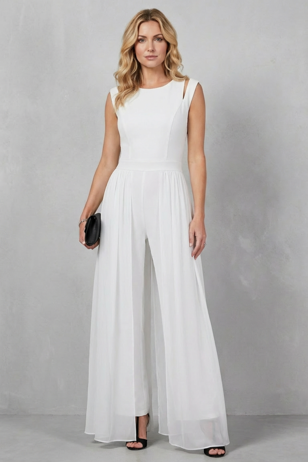 Sleeveless Jumpsuit Chiffon Wide-Leg Cutout — view 8
