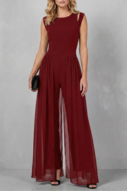Sleeveless Jumpsuit Chiffon Wide-Leg Cutout — view 9