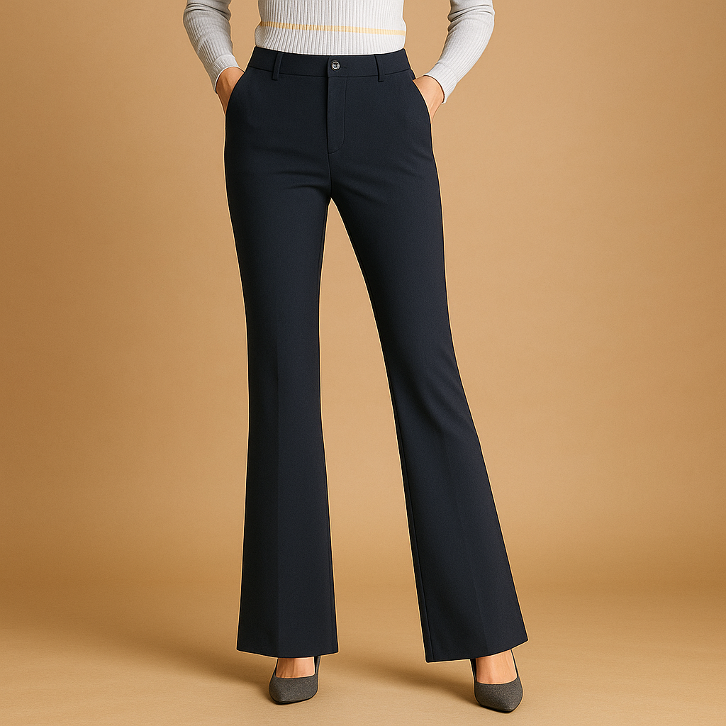 Flared Trousers Cotton Blend High-Waist — view 5