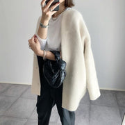 Oversized Cardigan Brushed Knit Round Neck — view 3