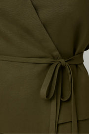 Olive Green Wrap Top Wide-Leg Trouser Co-Ord Set — view 4
