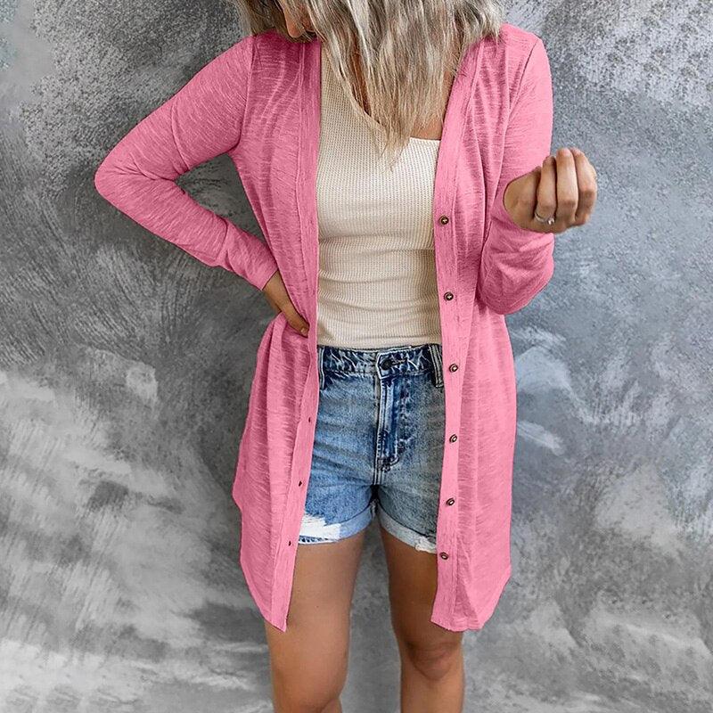 Open Front Cardigan Lightweight Snap Button — view 2
