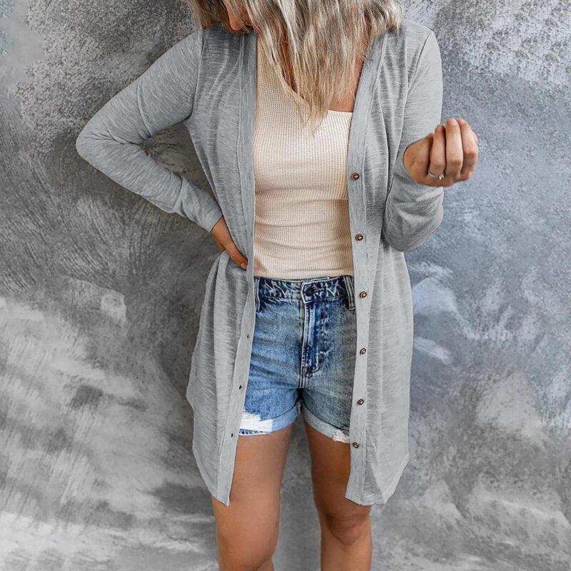 Open Front Cardigan Lightweight Snap Button — view 3
