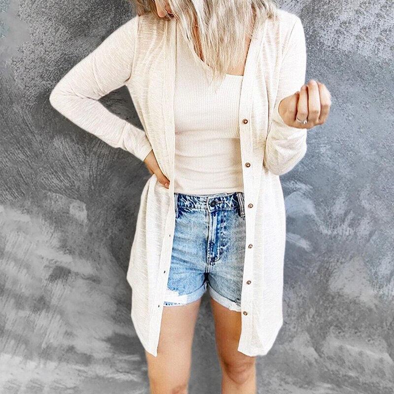 Open Front Cardigan Lightweight Snap Button — view 5
