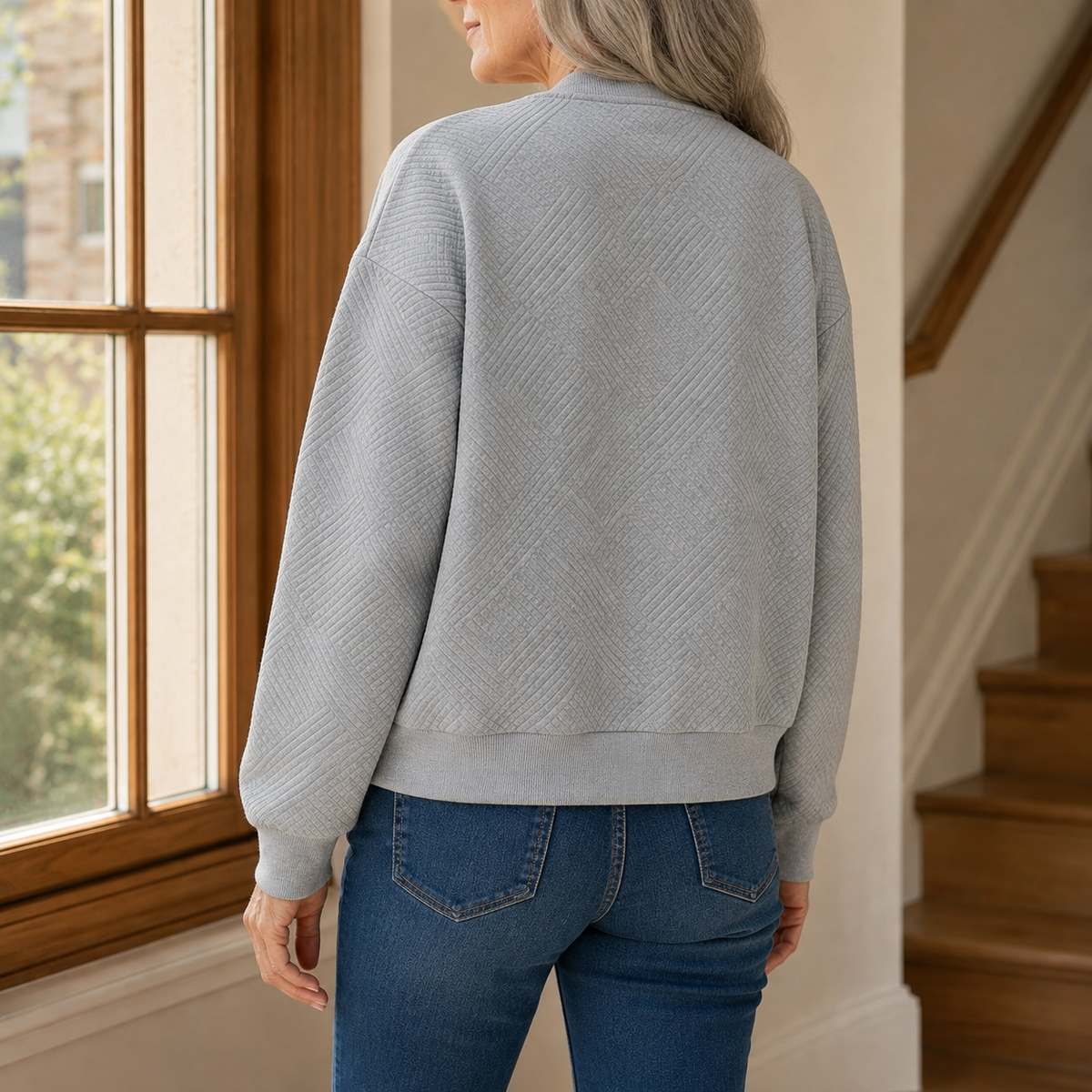 Quilted Bomber Jacket Geometric Texture — view 2