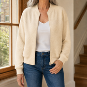 Quilted Bomber Jacket Geometric Texture — view 5