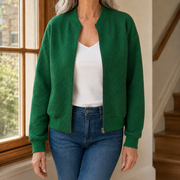 Quilted Bomber Jacket Geometric Texture — view 6