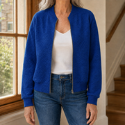 Quilted Bomber Jacket Geometric Texture — view 7