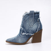 Ankle Boots Denim Western Block Heel — view 5