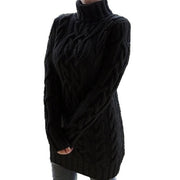 Sweater Dress Cable-Knit Turtleneck Long Sleeve — view 4