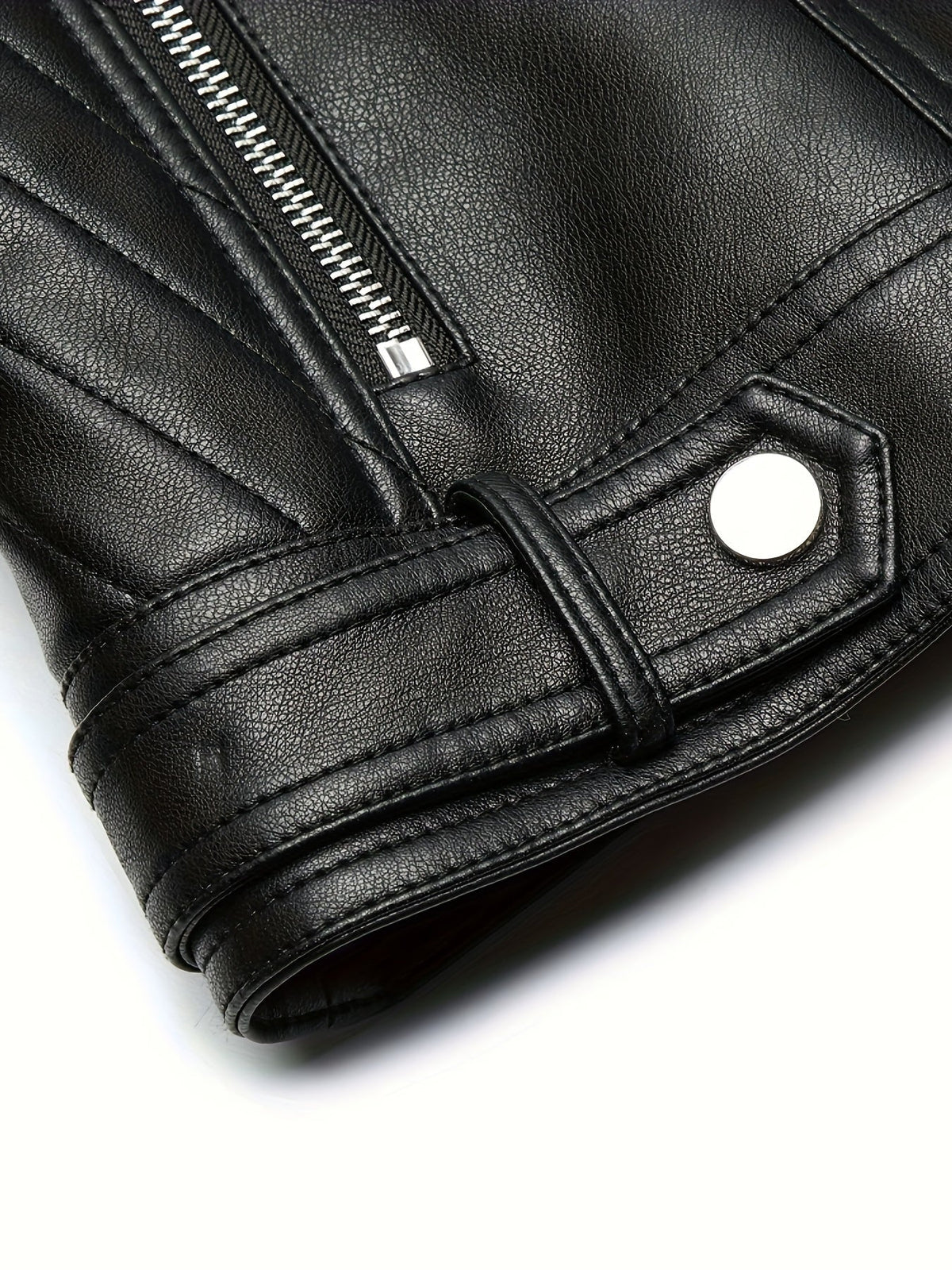 Biker Jacket Faux Leather Asymmetric Zip — view 8