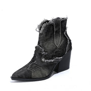 Ankle Boots Denim Western Block Heel — view 8