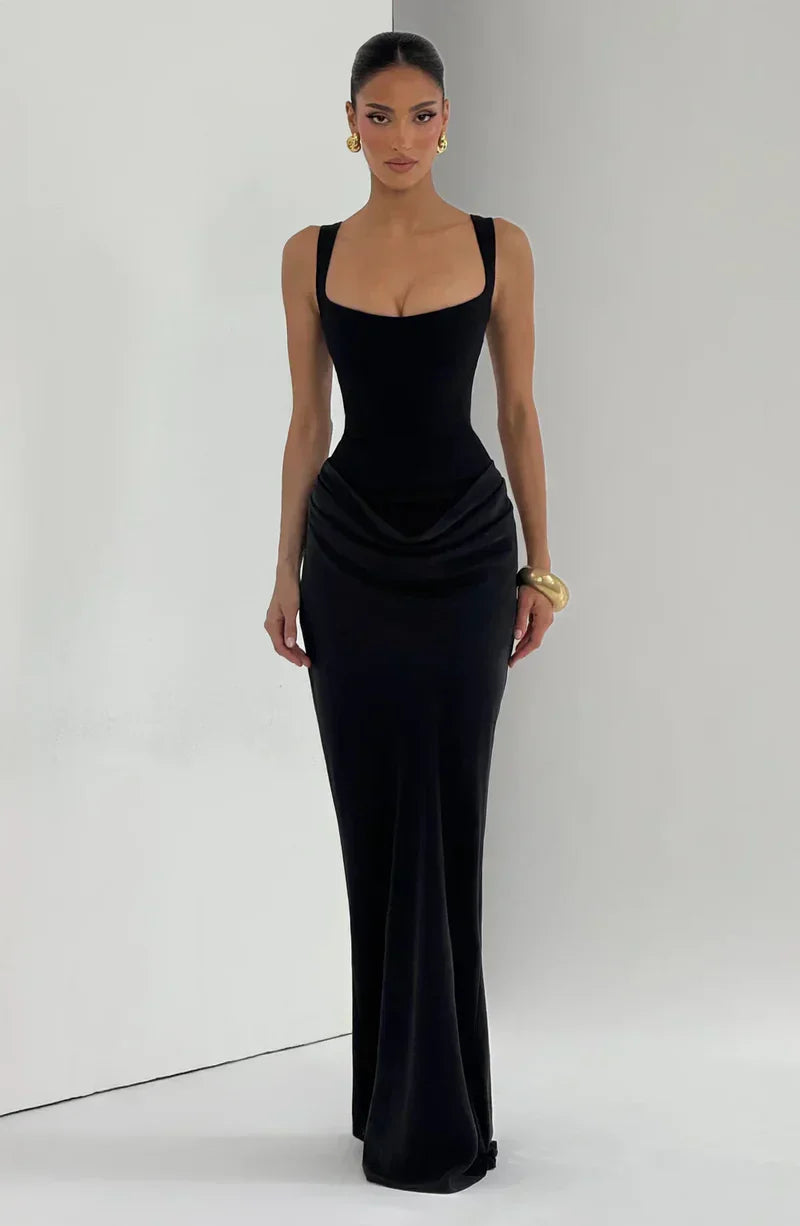 Maxi Dress Satin Corset Draped