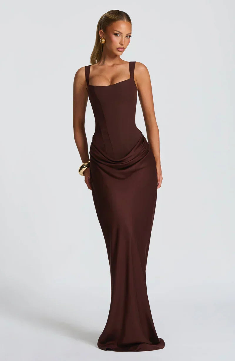 Maxi Dress Satin Corset Draped
