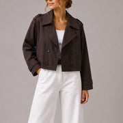 Cropped Trench Coat Double-Breasted