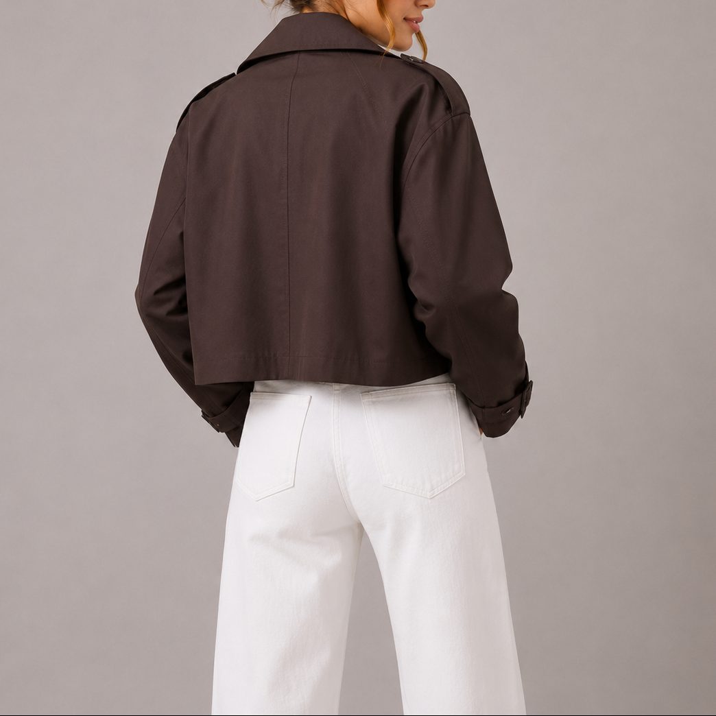 Cropped Trench Coat Double-Breasted