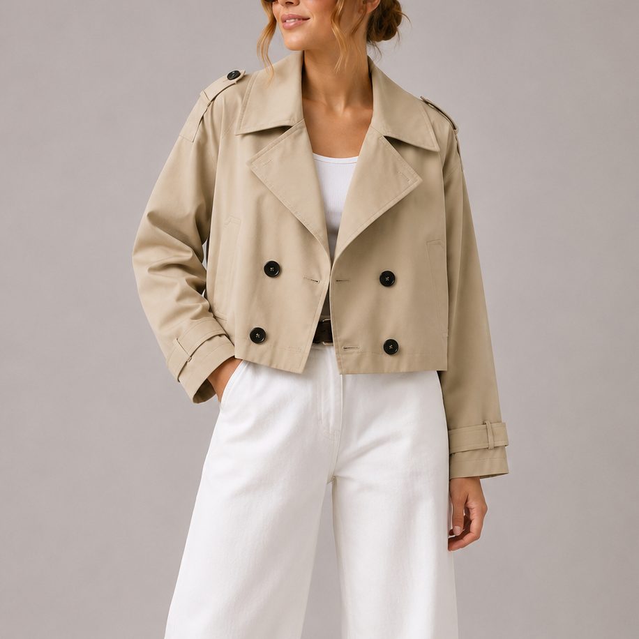 Cropped Trench Coat Double-Breasted — view 3