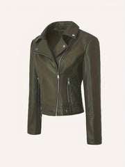 Biker Jacket Faux Leather Asymmetric Zip — view 4