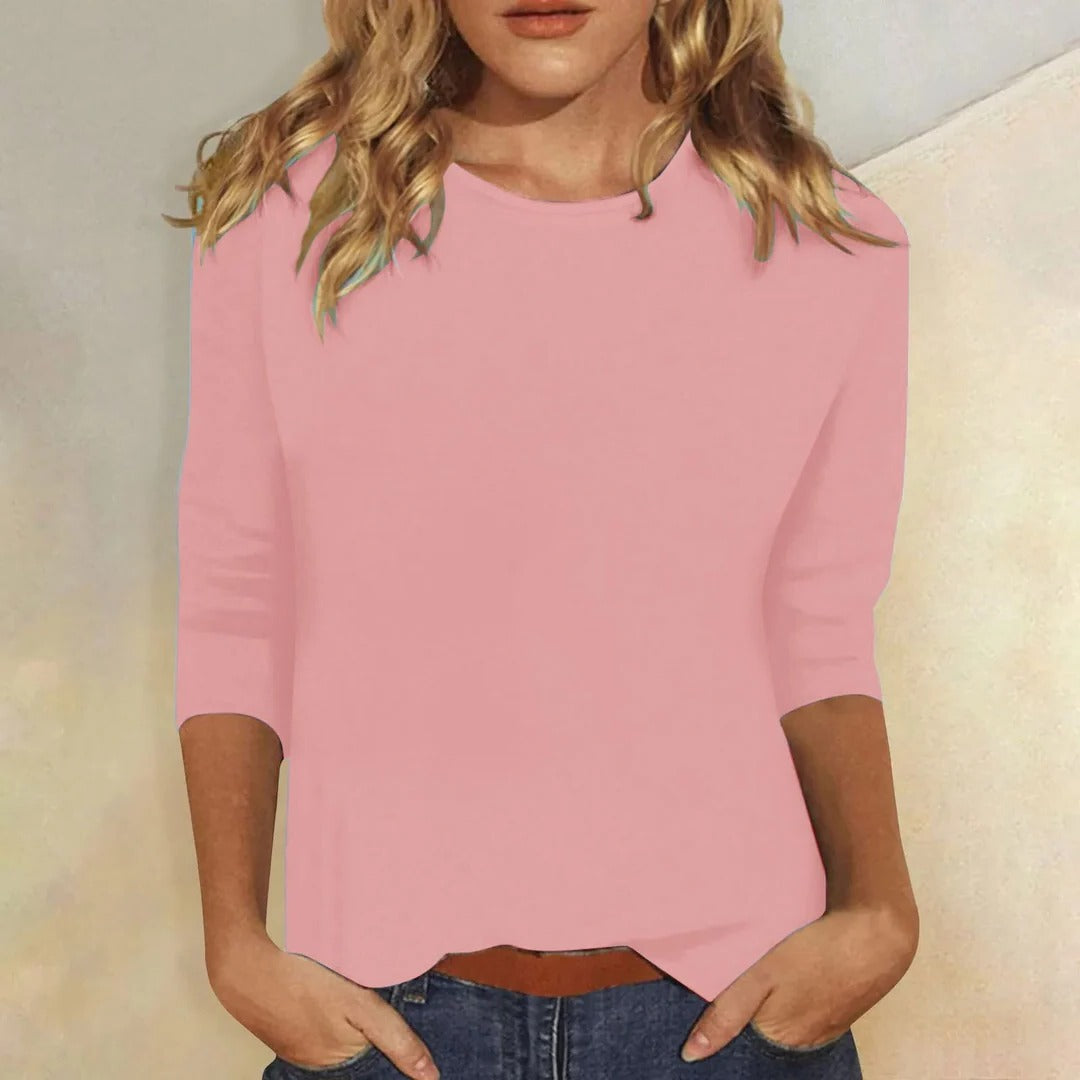 Crew Neck Top Three-Quarter Sleeve