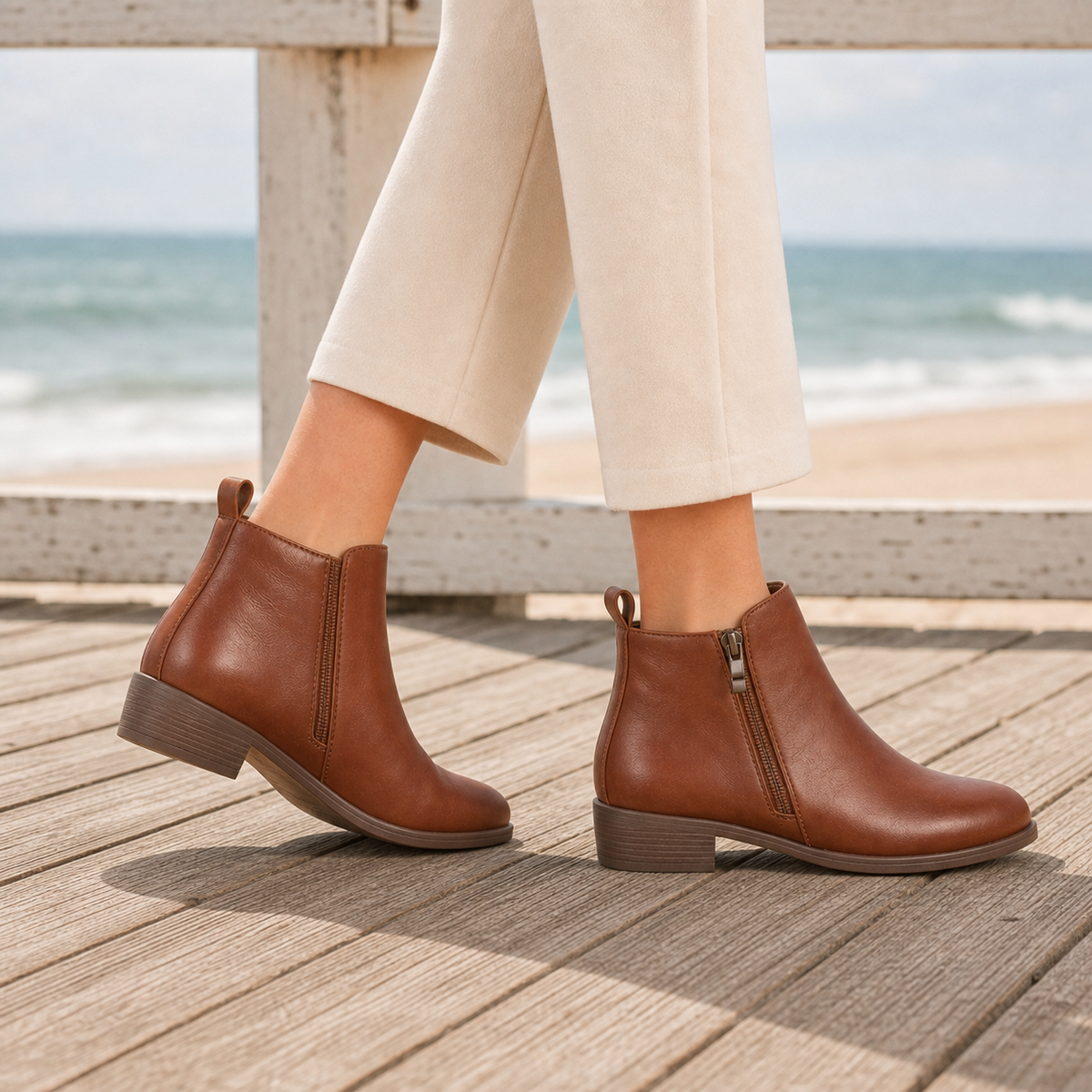 Ankle Boots Faux Leather Side-Zip — view 2