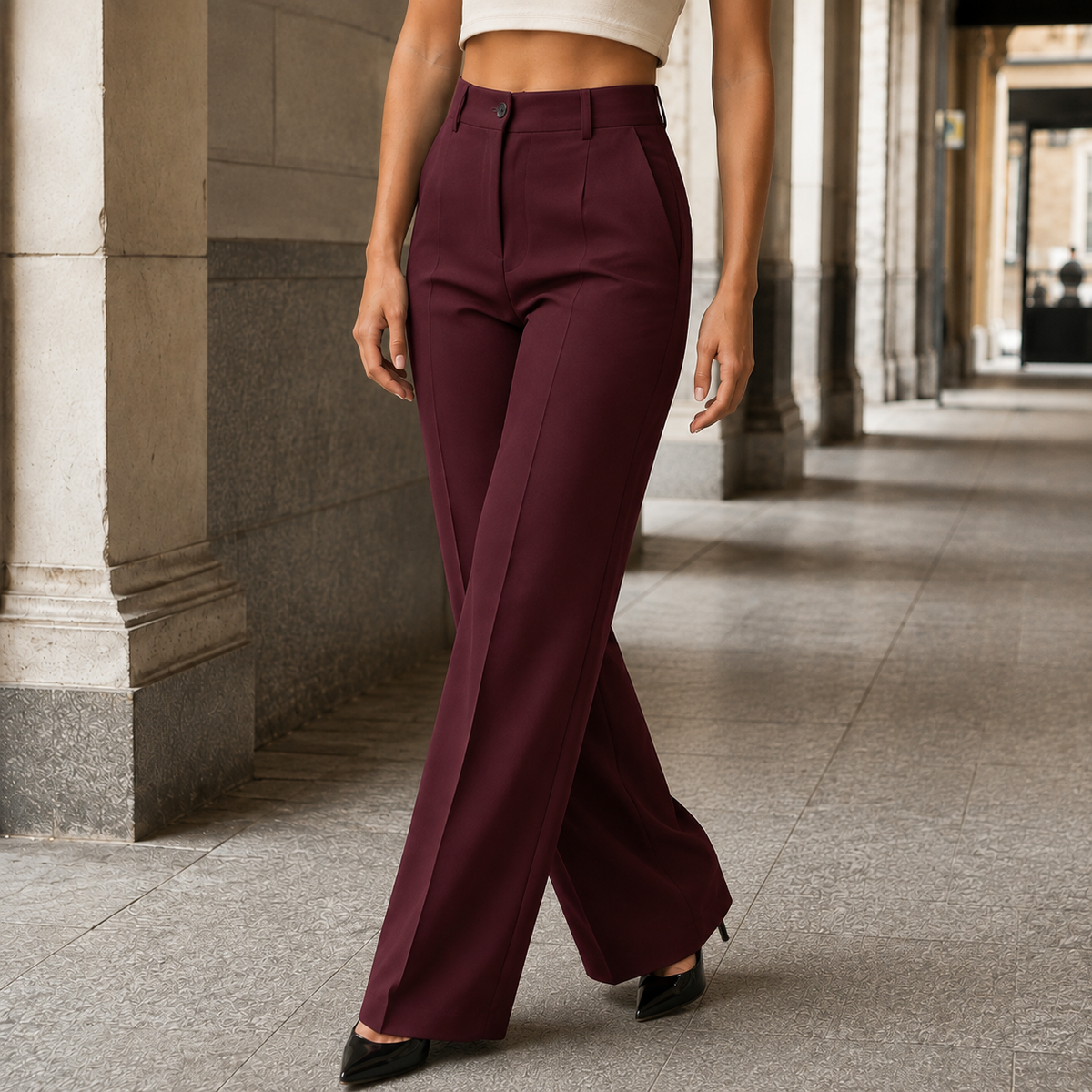 Wide-Leg Trousers Tailored High-Waisted — view 4