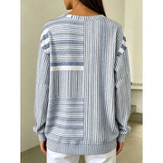 Crew Neck Sweatshirt Striped Colour-Block Long Sleeve — view 2