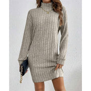 Mini Sweater Dress Ribbed Knit Turtleneck — view 6