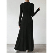 Maxi Dress Ribbed Knit Long Sleeve V-Neck — view 3