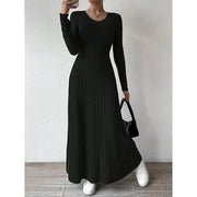 Maxi Dress Ribbed Knit Long Sleeve V-Neck — view 10