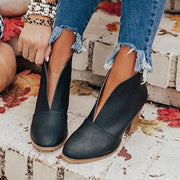 Block Heel Ankle Boots Faux Leather Pointed Toe — view 2