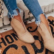 Block Heel Ankle Boots Faux Leather Pointed Toe — view 3
