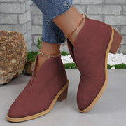 Block Heel Ankle Boots Faux Leather Pointed Toe — view 4