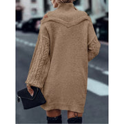 Mini Sweater Dress Knit Cold-Shoulder Turtleneck — view 5