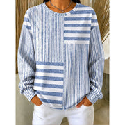 Crew Neck Sweatshirt Striped Colour-Block Long Sleeve