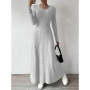 Maxi Dress Ribbed Knit Long Sleeve V-Neck — view 2