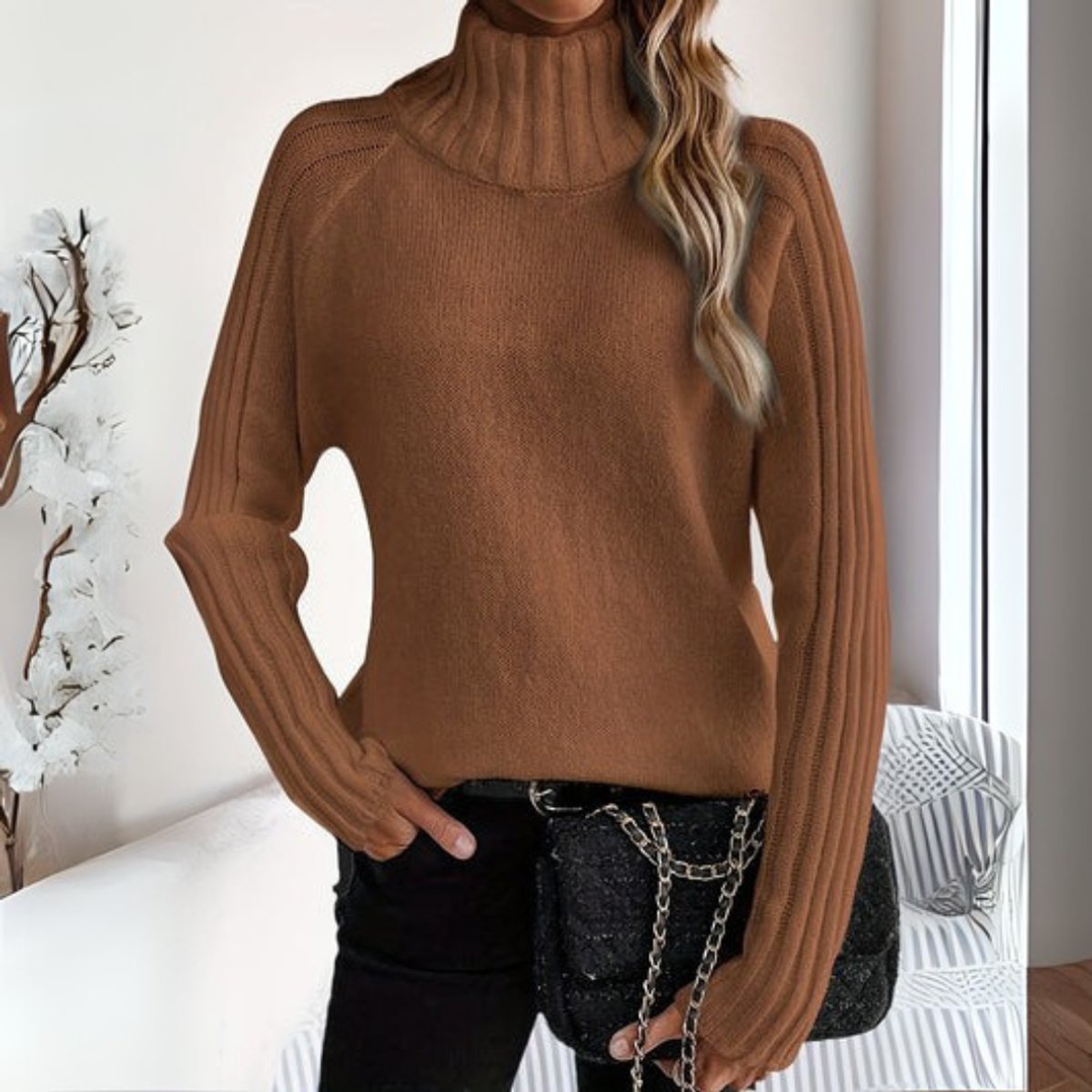 Turtleneck Sweater Knit Relaxed Fit — view 2