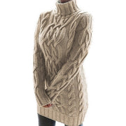 Sweater Dress Cable-Knit Turtleneck Long Sleeve — view 3