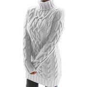 Sweater Dress Cable-Knit Turtleneck Long Sleeve — view 5